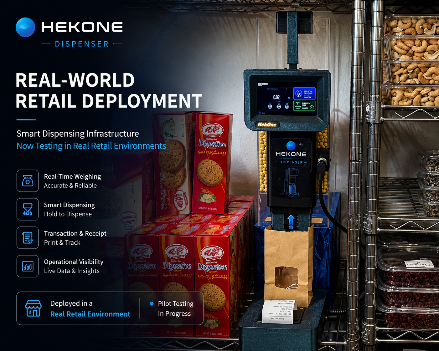 HEKONE Dispenser real retail pilot deployment