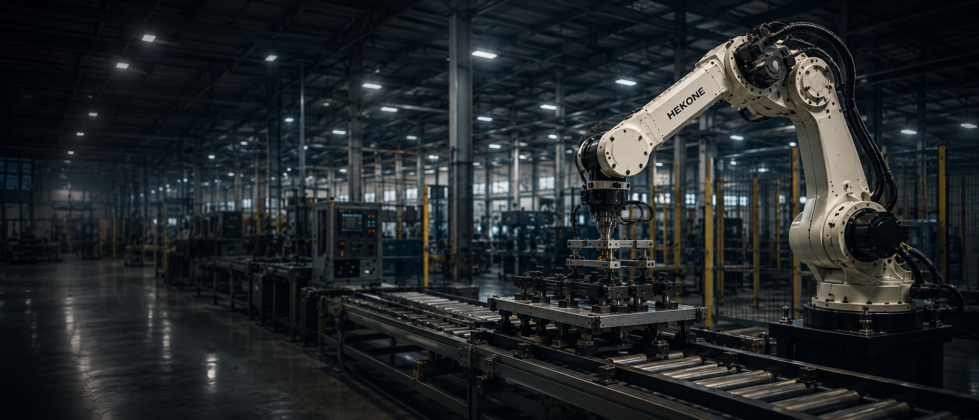 HEKONE robotic automation system operating inside a modern factory