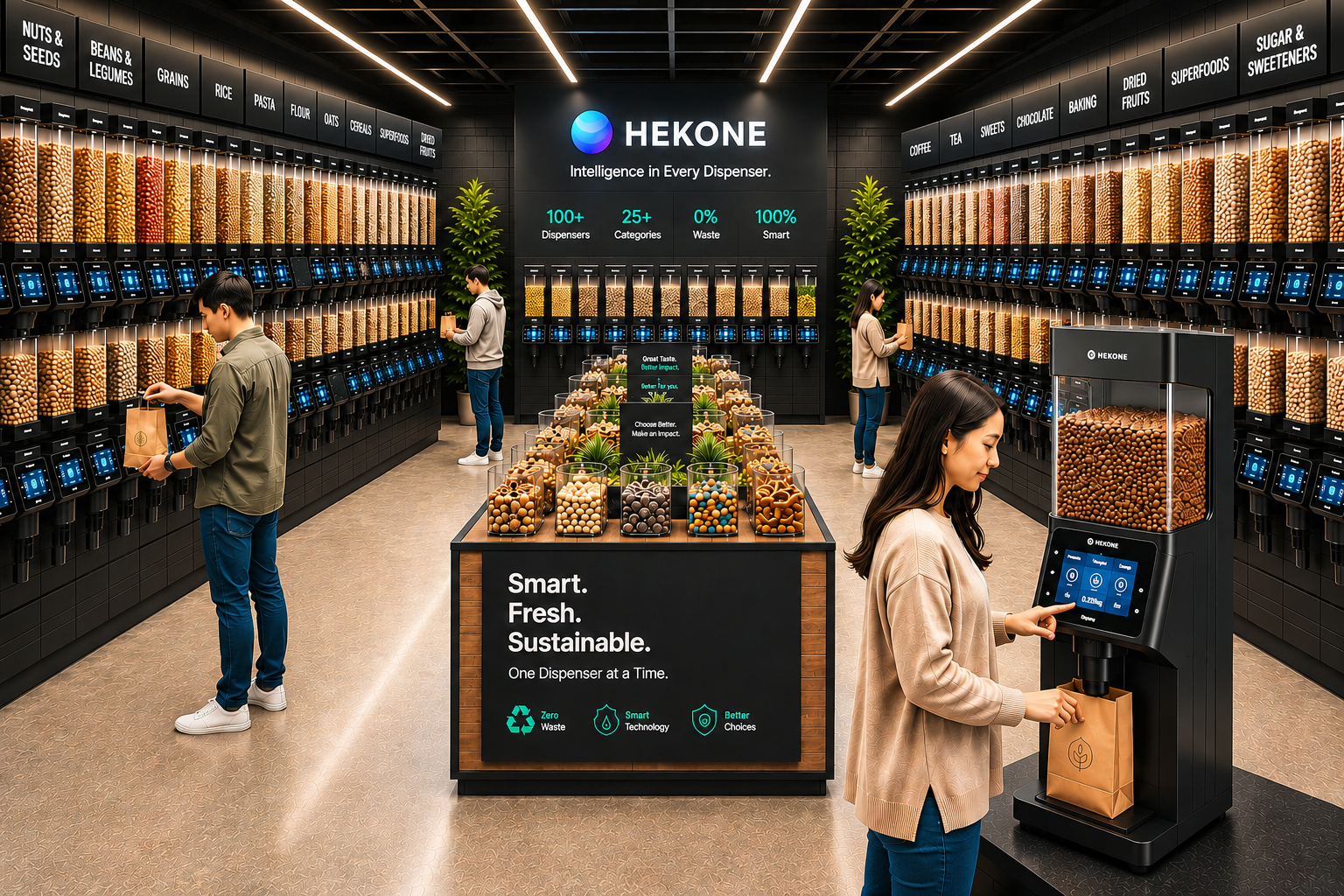 HEKONE smart dispenser deployment vision across a retail environment